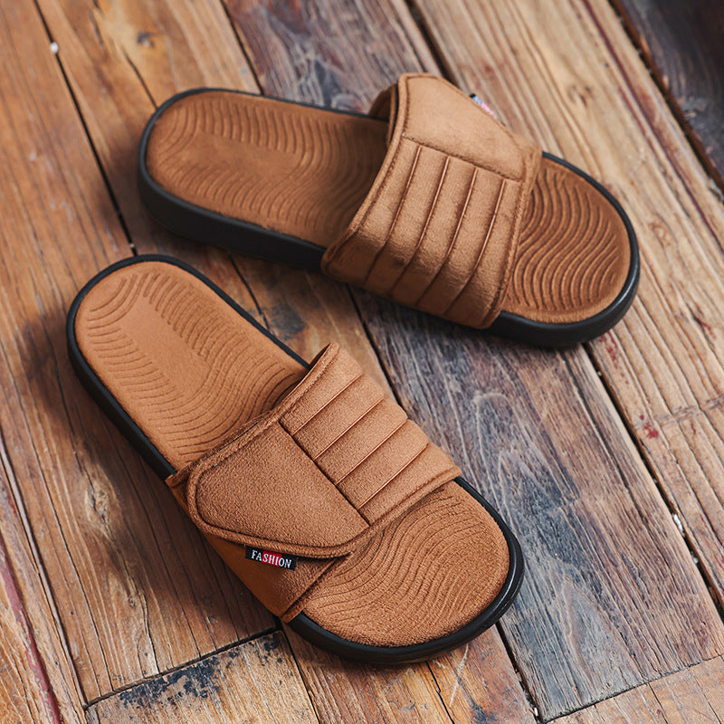 Mens Velcro-Strap réglable confortable Soft-Soled Respirant Slippers