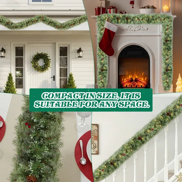 2 Pack 9FT Pré-éclairé Snow Flocked Christmas Garland