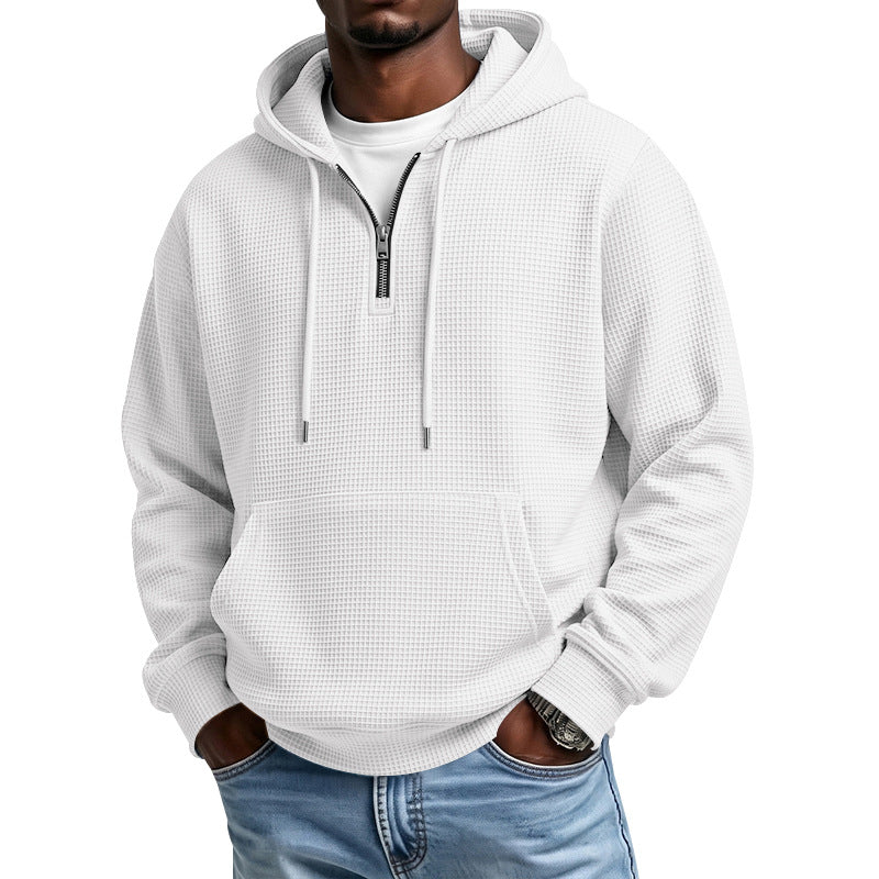 Hommes Waffle-weave demi-zip Hoodie