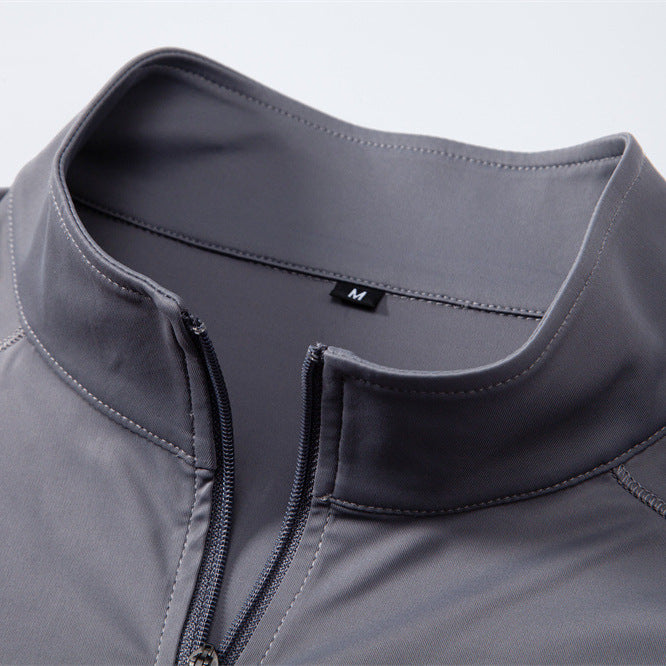 Printemps et été hommes écran solaire UPF100 Base Shirt T-shirt demi-zipper manches longues pour M