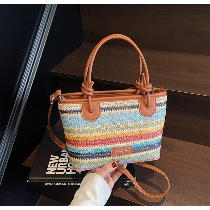 Vacances d'été style plage Straw Tote et Crossbody Bag