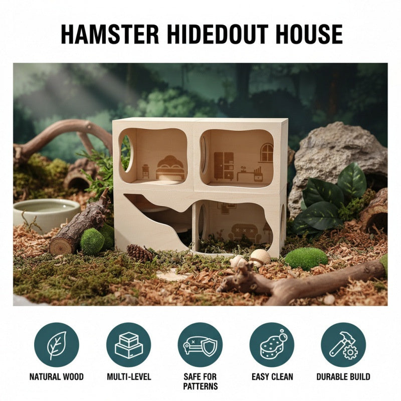 Hamster en bois détachable observation et maison de jeux hideaway