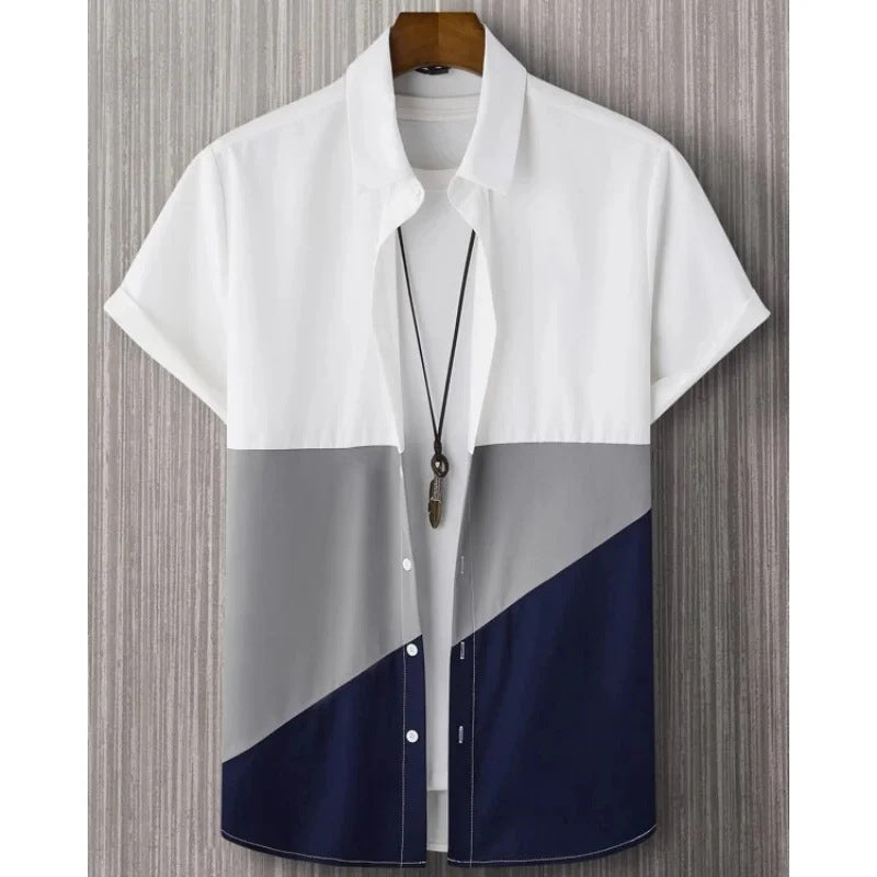 Mode Trendy Homme chemise impression numérique Casual respirant Stand collier manches courtes