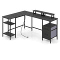 Bureau d'angle en L avec borne de recharge
