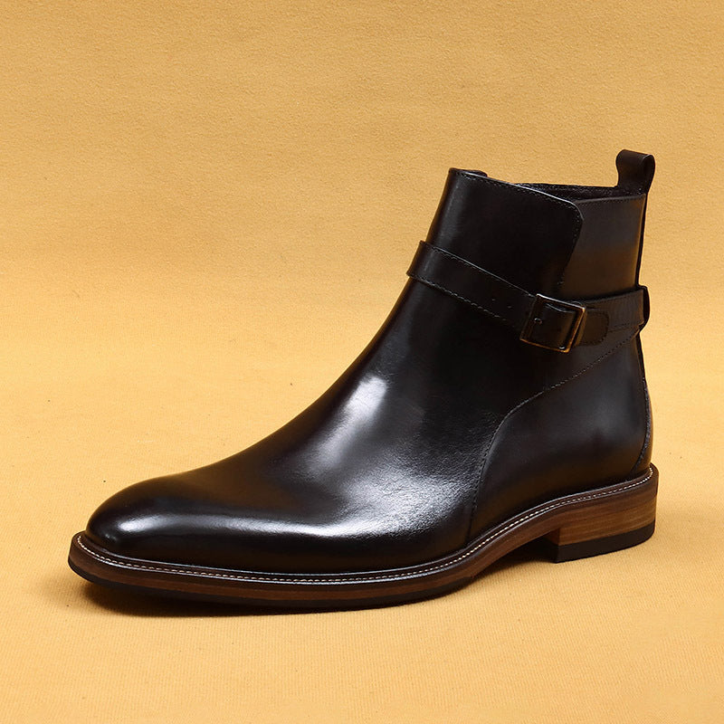 Bottes de cheville formelle d'affaires avec doublure en cuir véritable