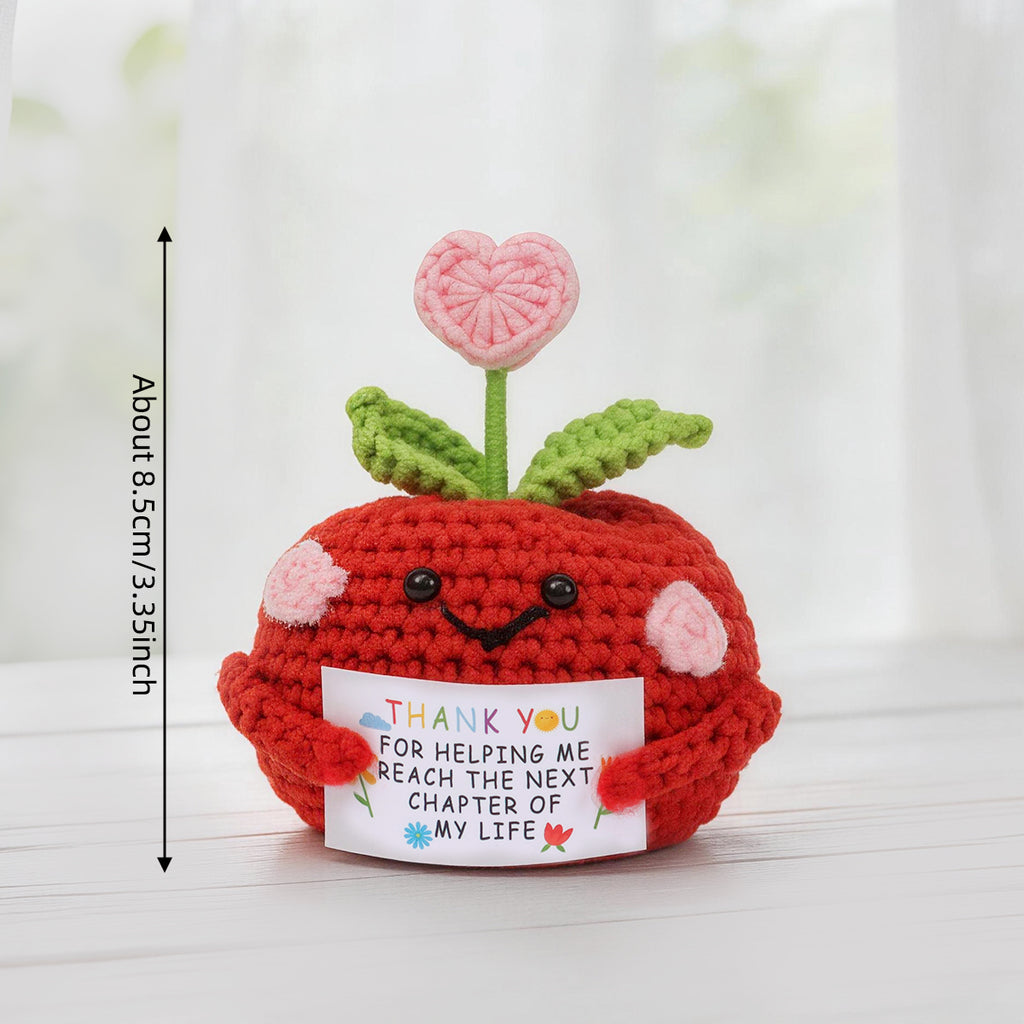 Crochet à la main Rouge Poupée Ornement avec coeur en forme de Sprout Soft Fils Cr éternel