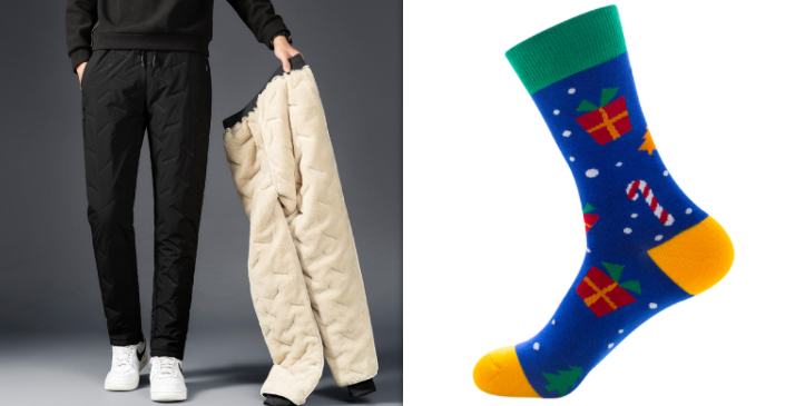 Pantalon en coton rembourré homme avec cachemire