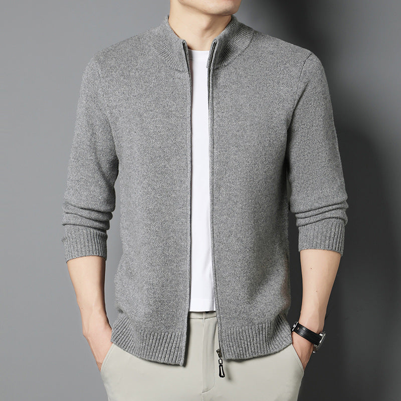 Still-collar Merino Laine Cardigan Knit Veste