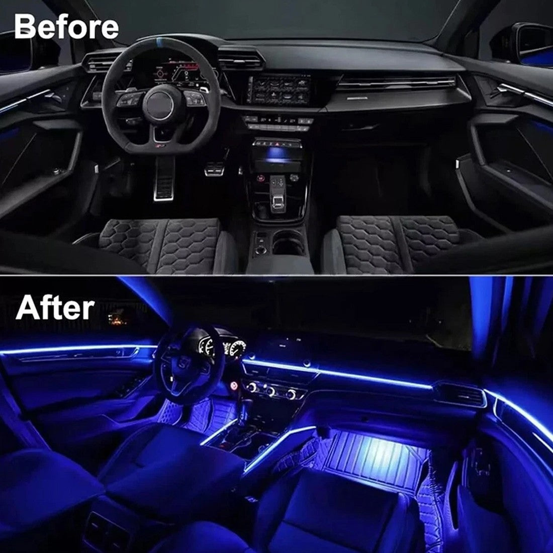 APP Contrôle 5-In-1 RGB LED intérieur bande lumineuse voiture ambiante éclairage d'atmosphère