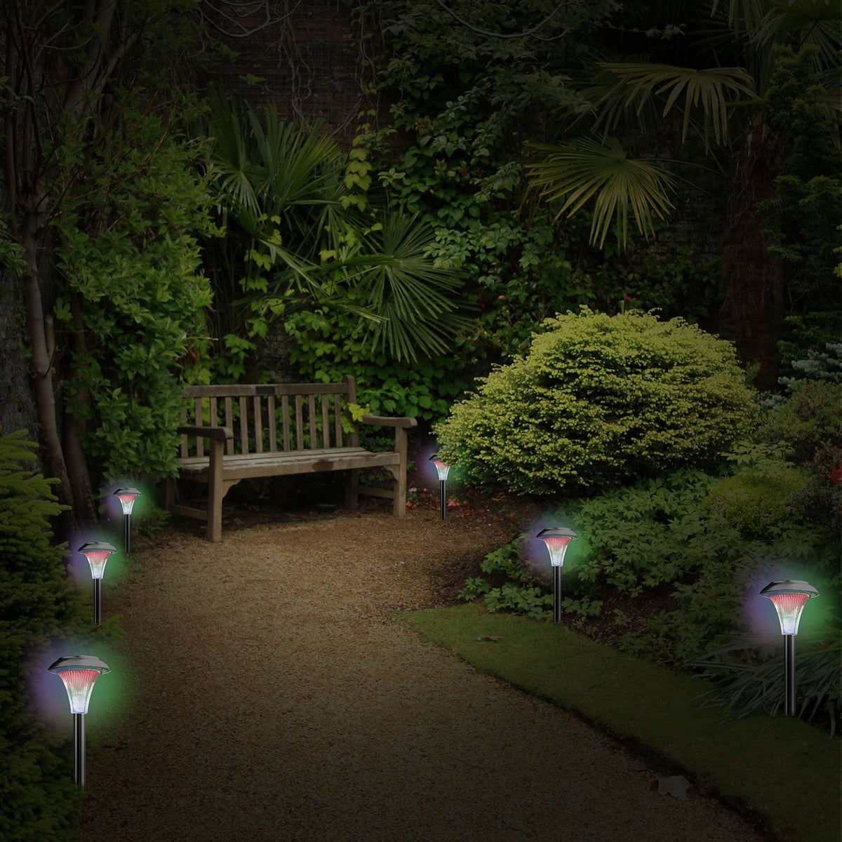 24Pcs 12Pcs 8Pcs 4Pcs Solar Garden Lights IP44 Waterproof 7 Color Changing for Disk Sorting