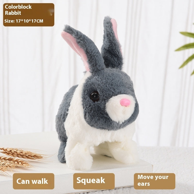 Peluche Électrique Marcher Et Déplacer Bouche Shaking Oreilles Jouet de lapin aux cheveux longs