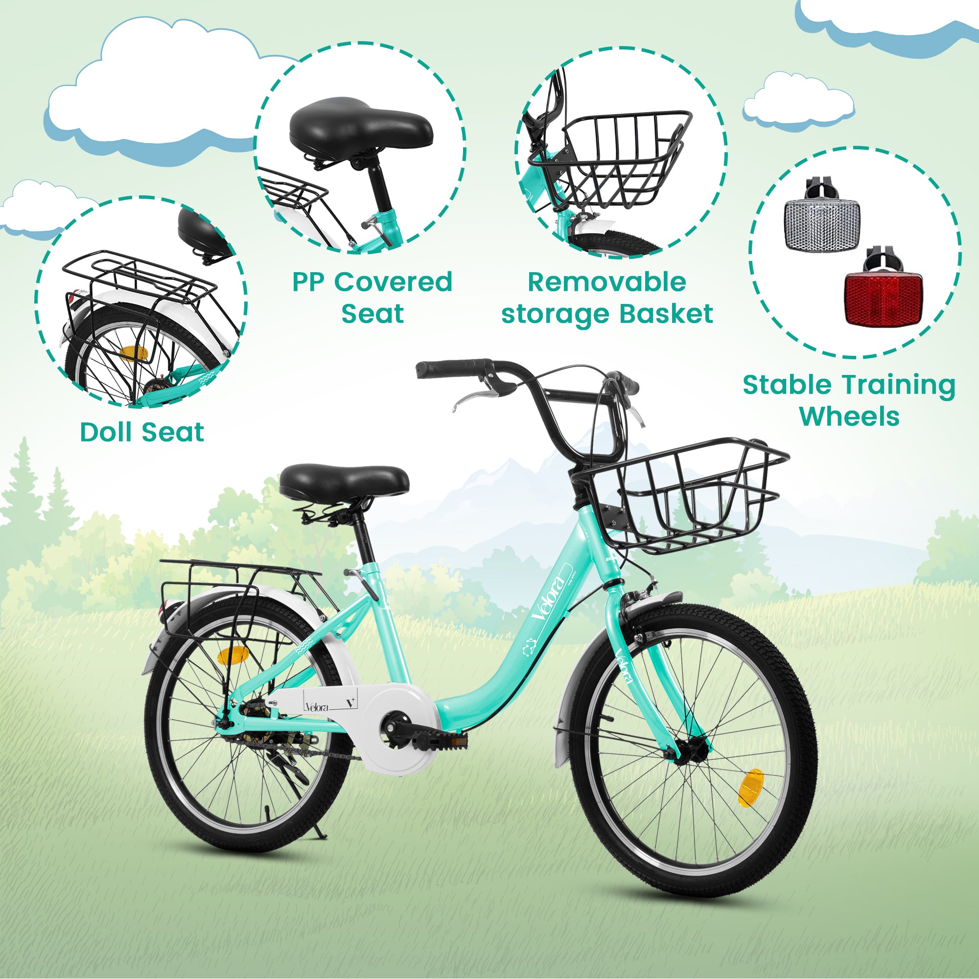 A20182 Vélo enfant de 20 pouces pour garçons et filles