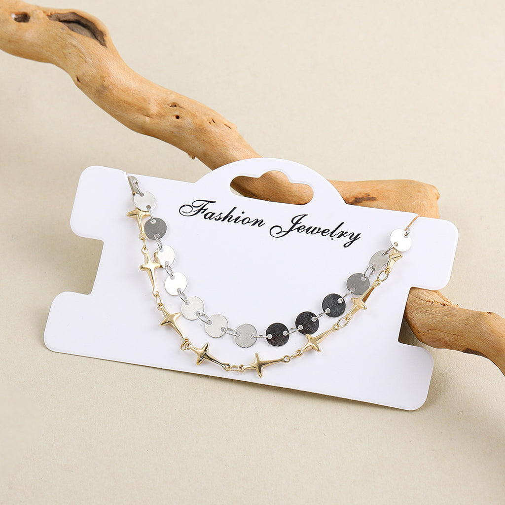 De style bohème Croix et double coeur Multi-couche Anklet