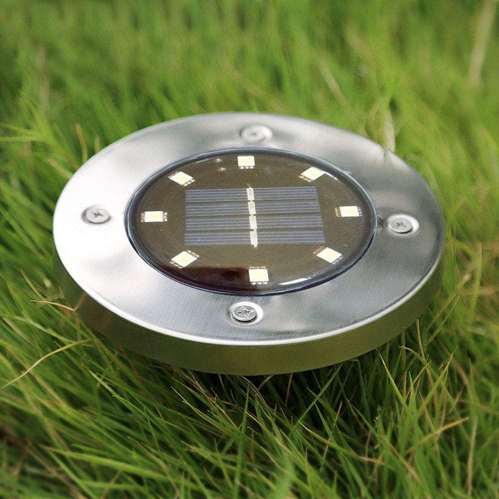 Lampe à gazon solaire 8led Solar Underground en acier inoxydable