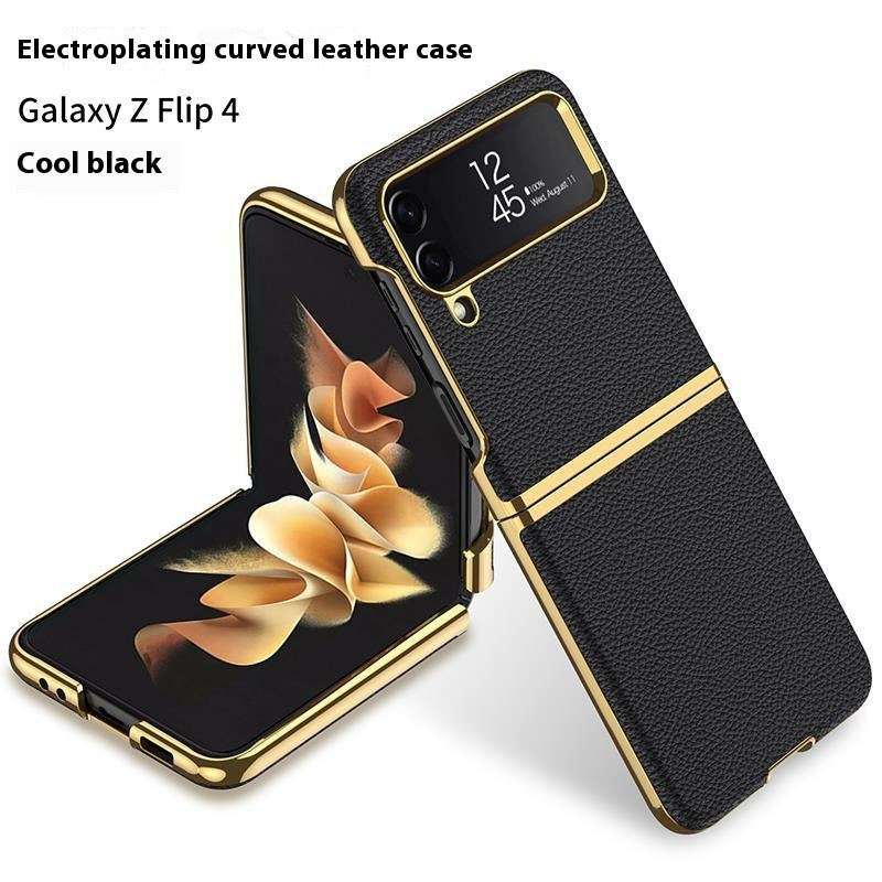Z Flip4 Étui de téléphone Zflip4 Écran pliable tout compris cuir uni
