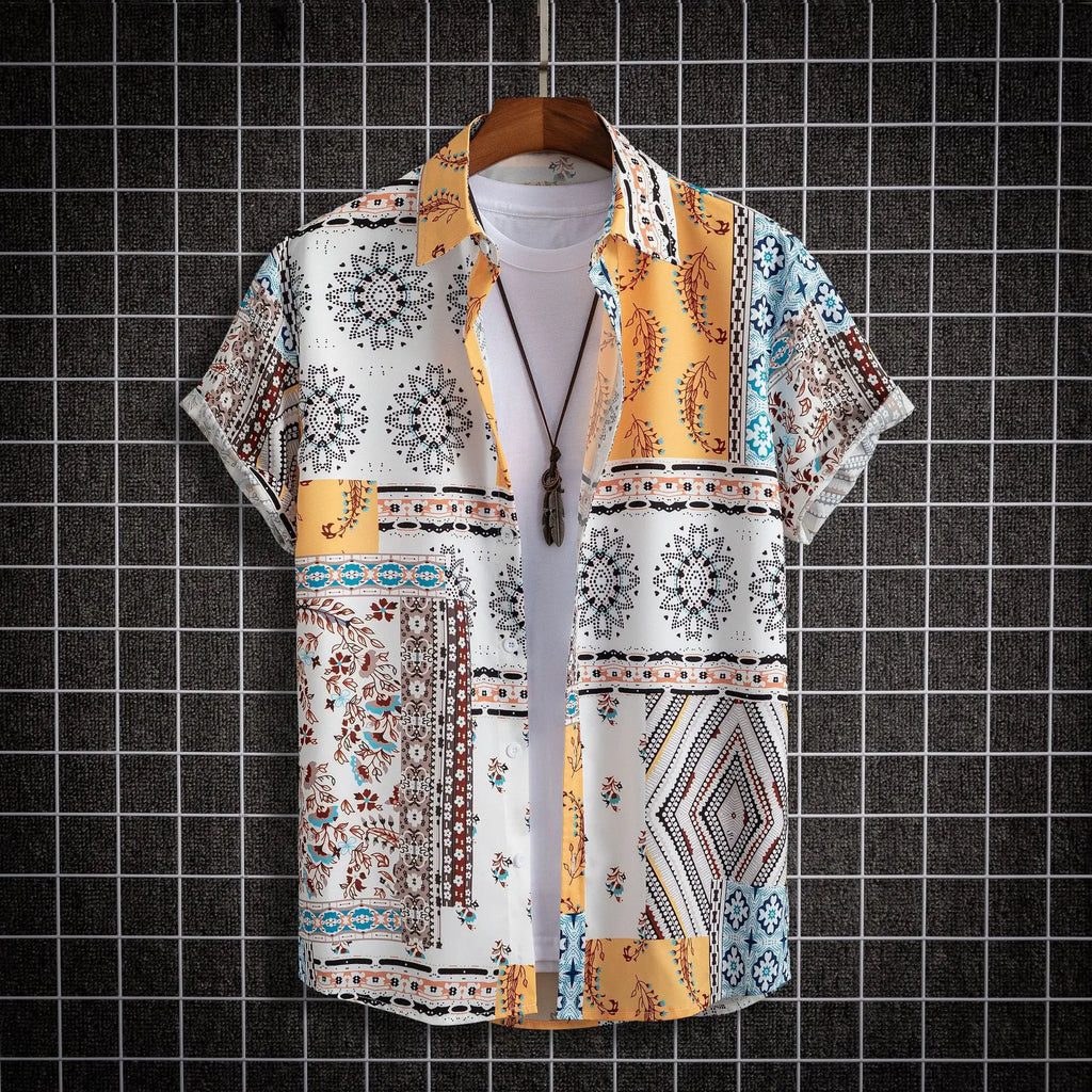 Chemise homme manches courtes Impression numérique 3D Hawaiian Trendy Cardigan Shirt