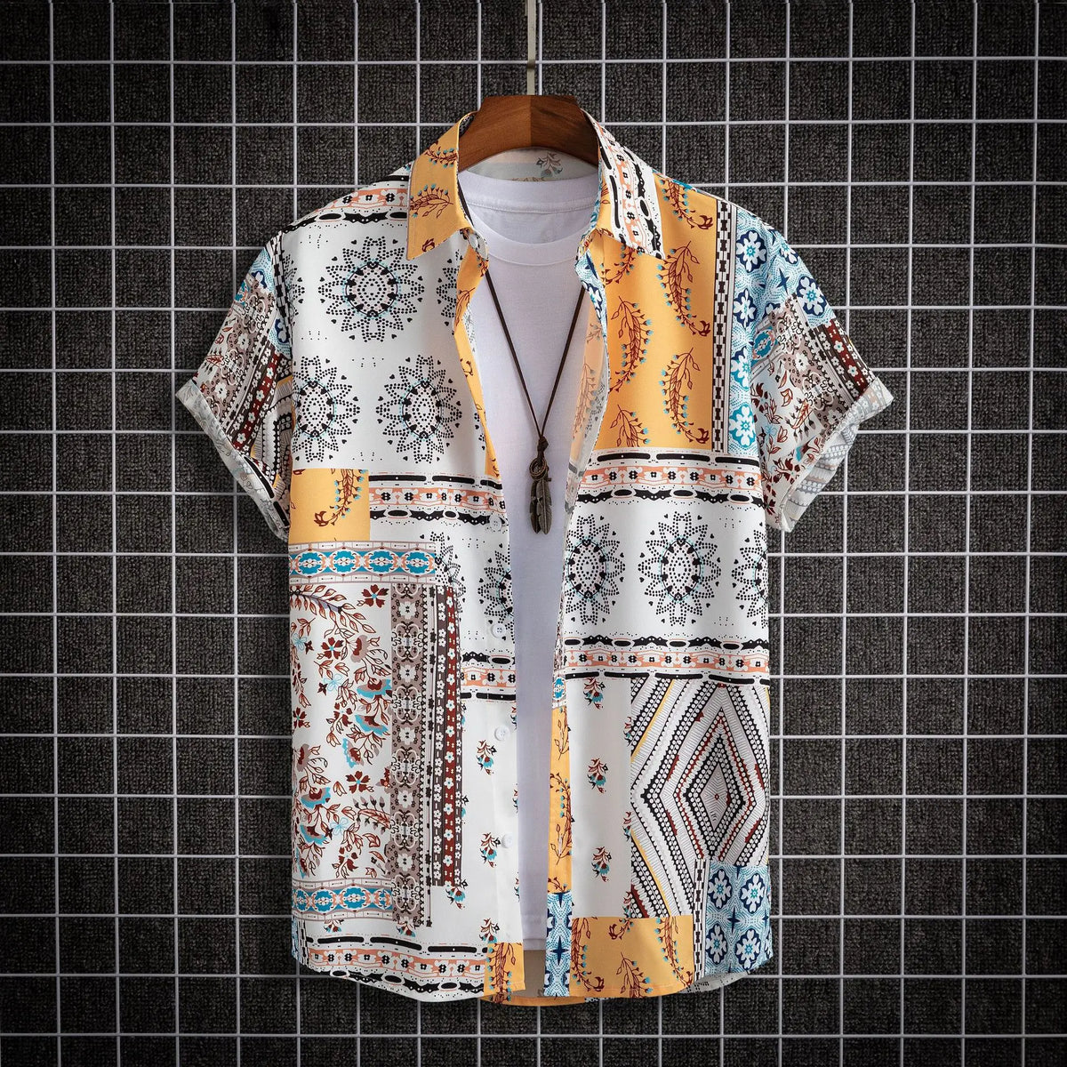 Chemise homme manches courtes Impression numérique 3D Hawaiian Trendy Cardigan Shirt