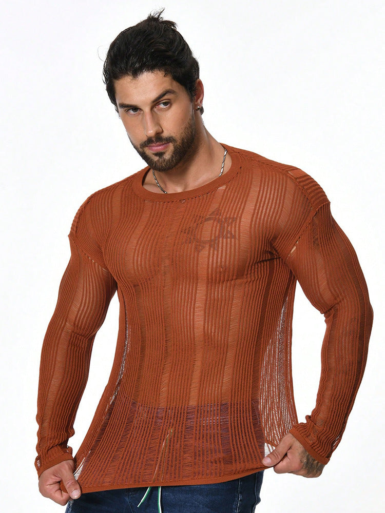 Manches longues Sweater enroulé pour hommes