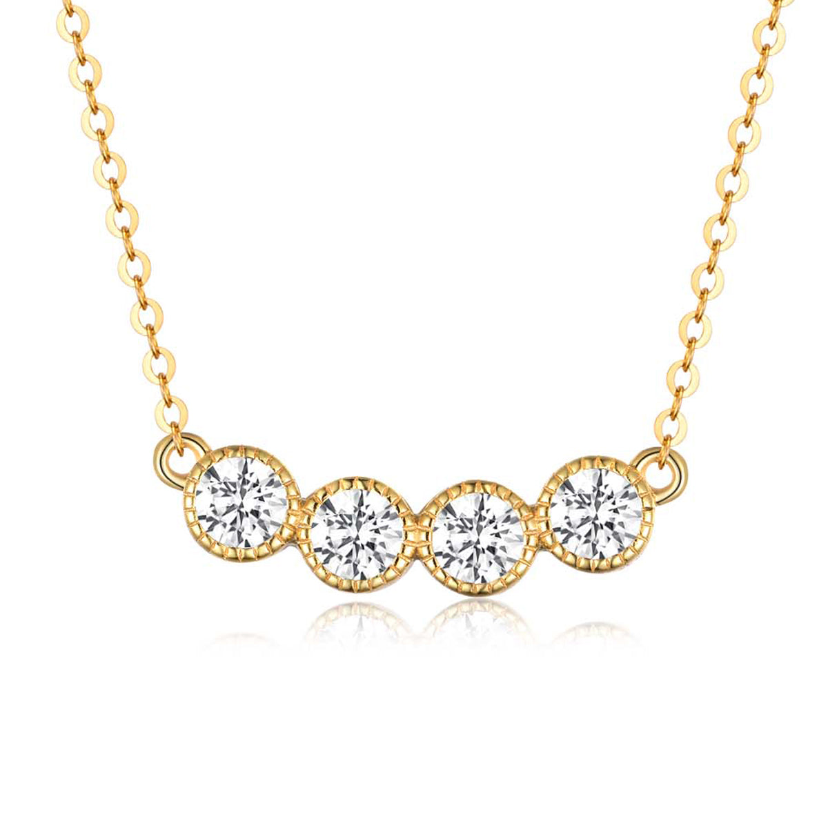 S925 Argent plaqué or Lunette 4 tons Collier de Moissanite 47cm D Couleur VVS1 GRA certifié
