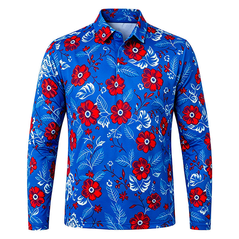 Polo manches longues homme Shirt à séchage rapide et respirant élégant et tendance avec un imprimé