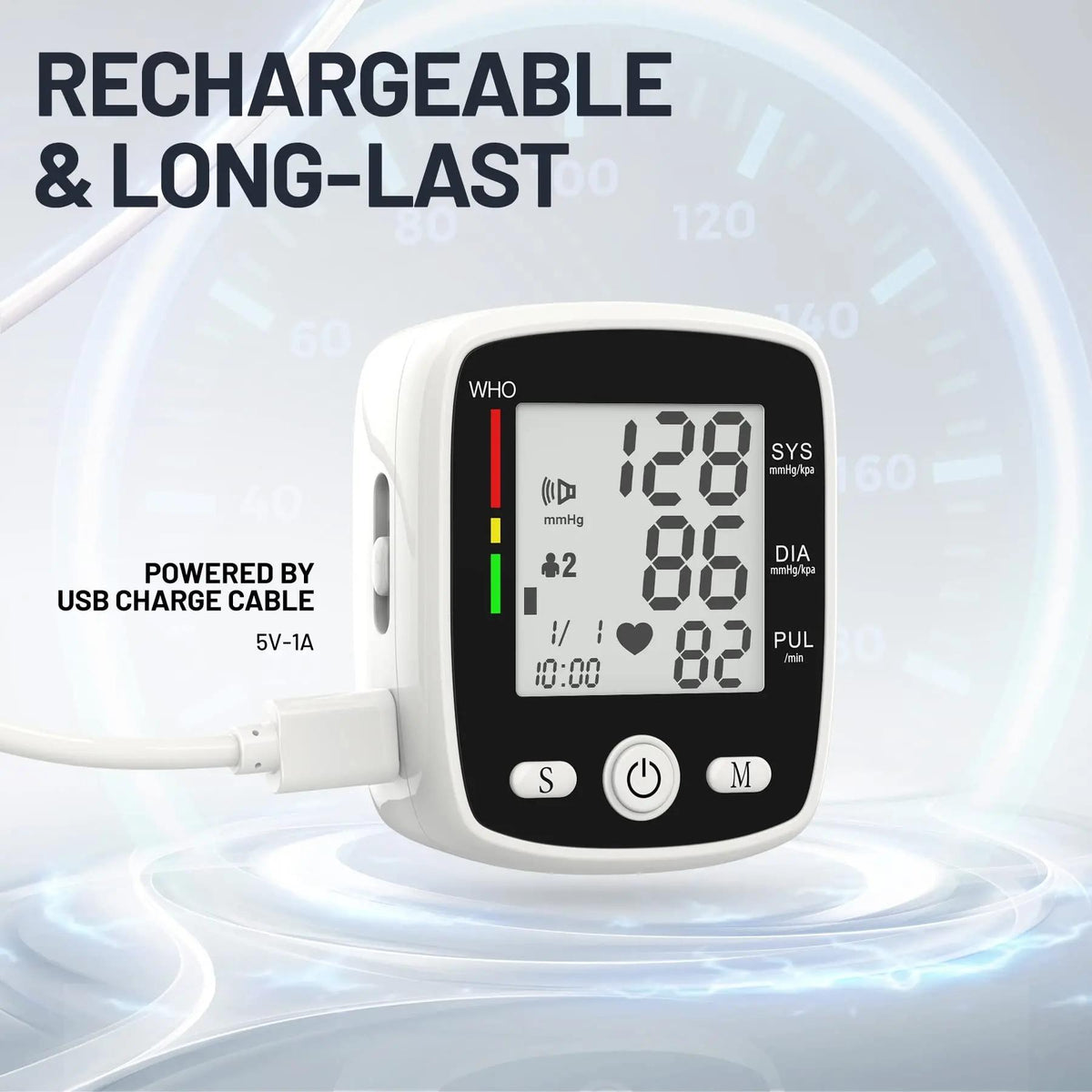 Blood Pressure Monitor with USB Charging 2 X 90-Read Memory Cuff included FDA Cer