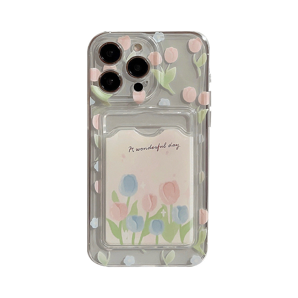 Porte-carte de fleurs Tulip Étui téléphonique transparent