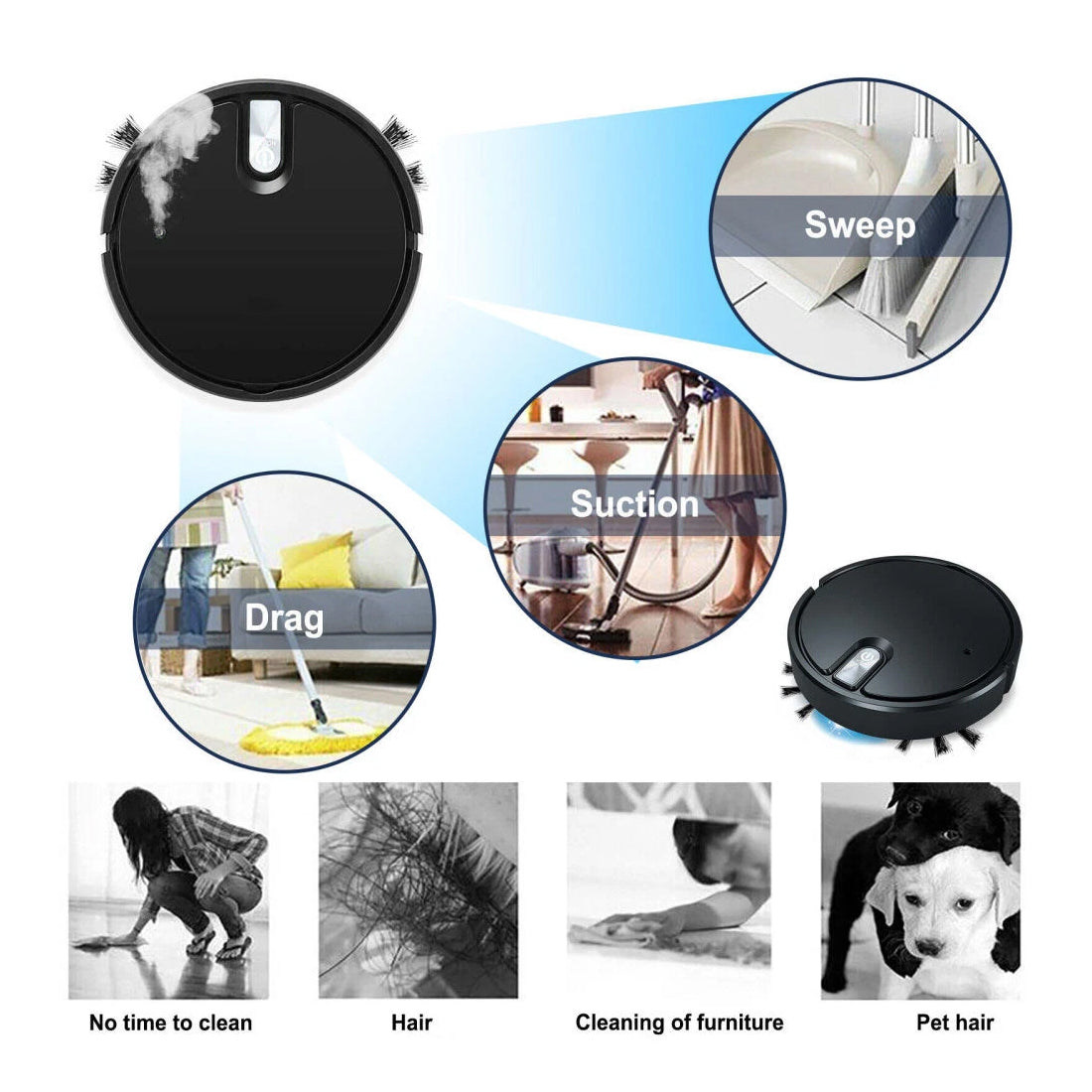 Smart Robot Vacuum Cleaner Automatic Sweeper Floor Clean Rechargeable