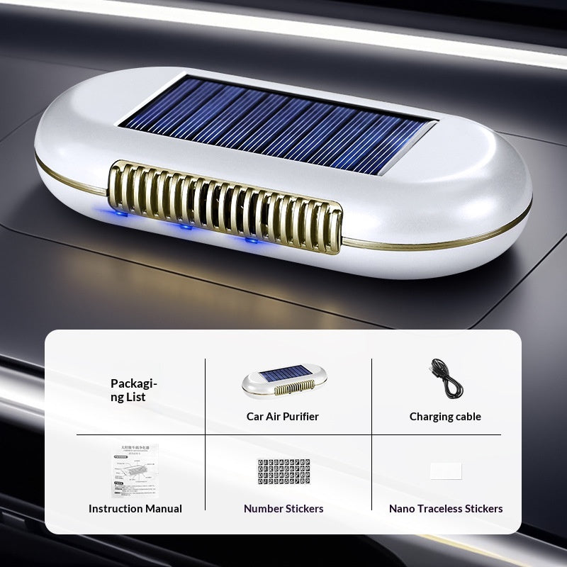 Solar Powered voiture purificateur d'air générateur d'ozone Odor Remover Désinfection intérieure automatique Dev
