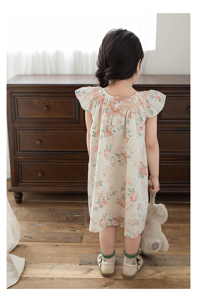 Robe brodée florale sans manches pour filles