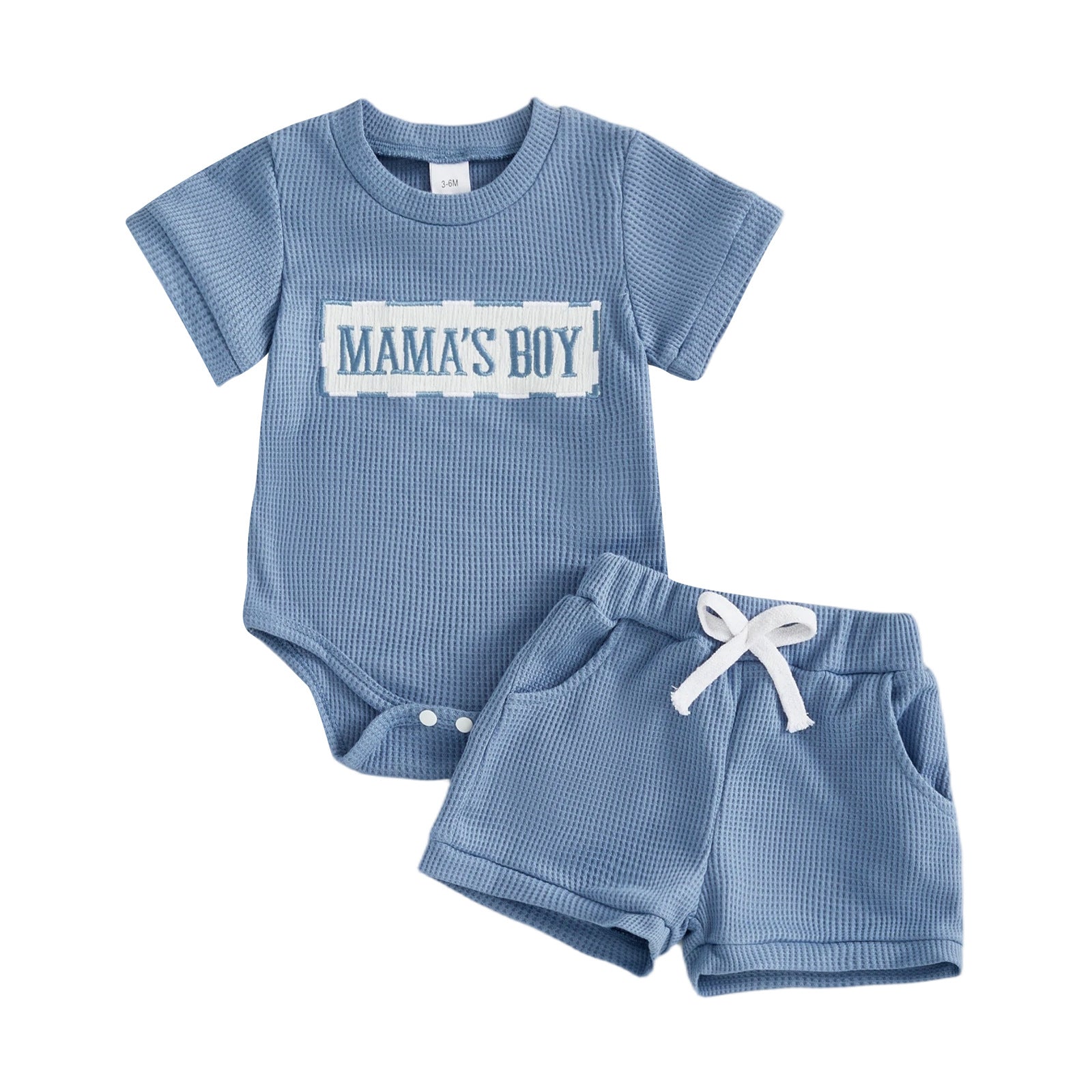 Romper imprimé à la gaufre et shorts pour bébés garçons