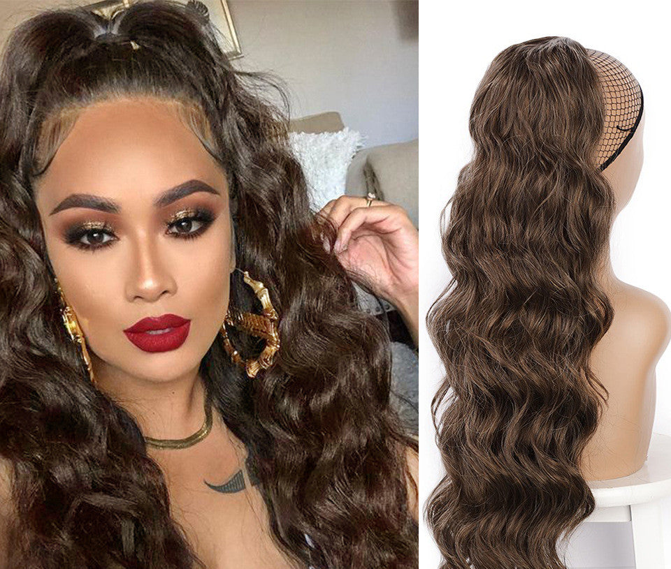 Wig Big Wave Drawstring Ponytail Matte haute température Silk Fiber Wig chimique