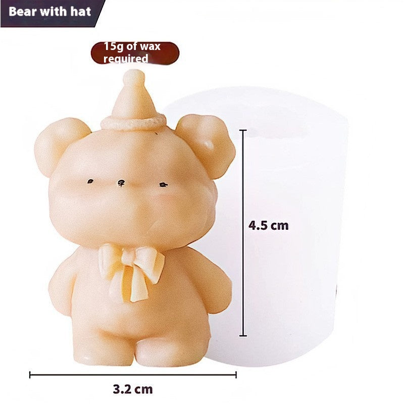 Bougie d'ours mignon Cake DIY Anniversaire Aromathérapie Bougie Silicone Moule de cuisson