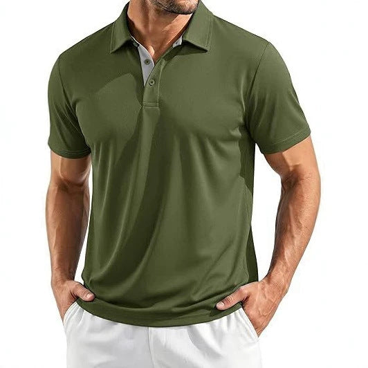 T-shirt Homme sans couture Breathable Quick-Drying Business Lapel