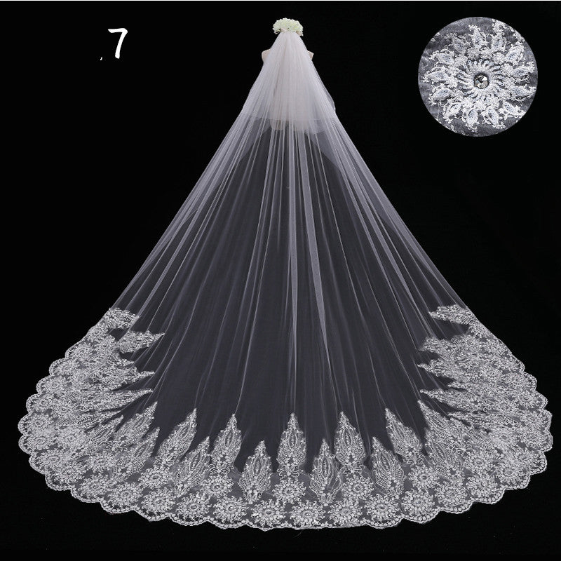 Mariée Mariage Maître Veil Long Tail