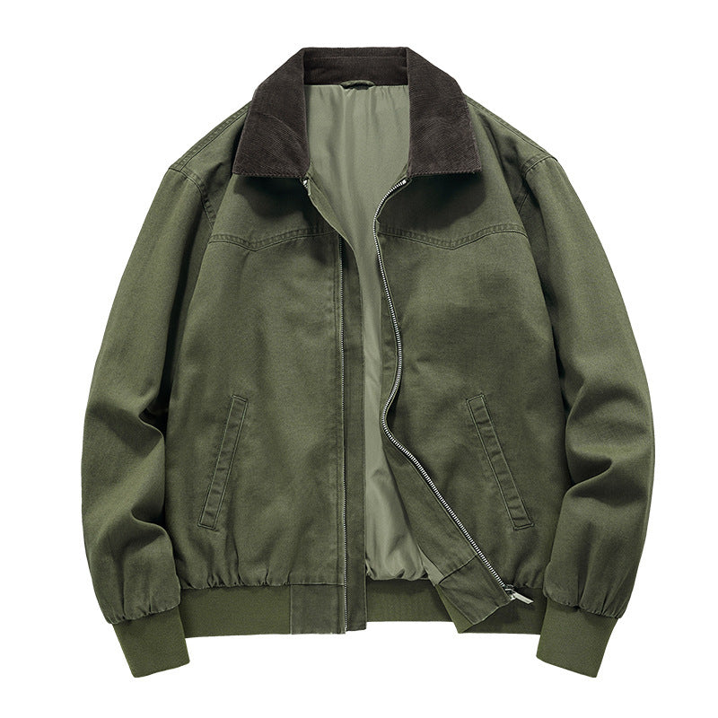 Veste de travail en denim lavé au printemps et à l'automne pour jeunes hommes