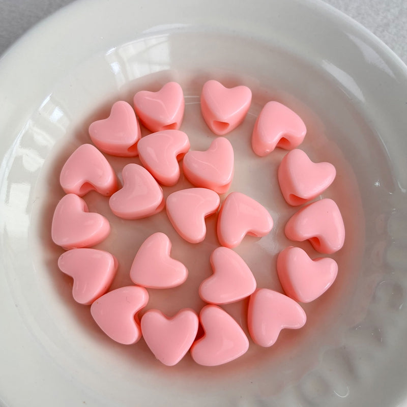 Perles de coeur acrylique couleur solide