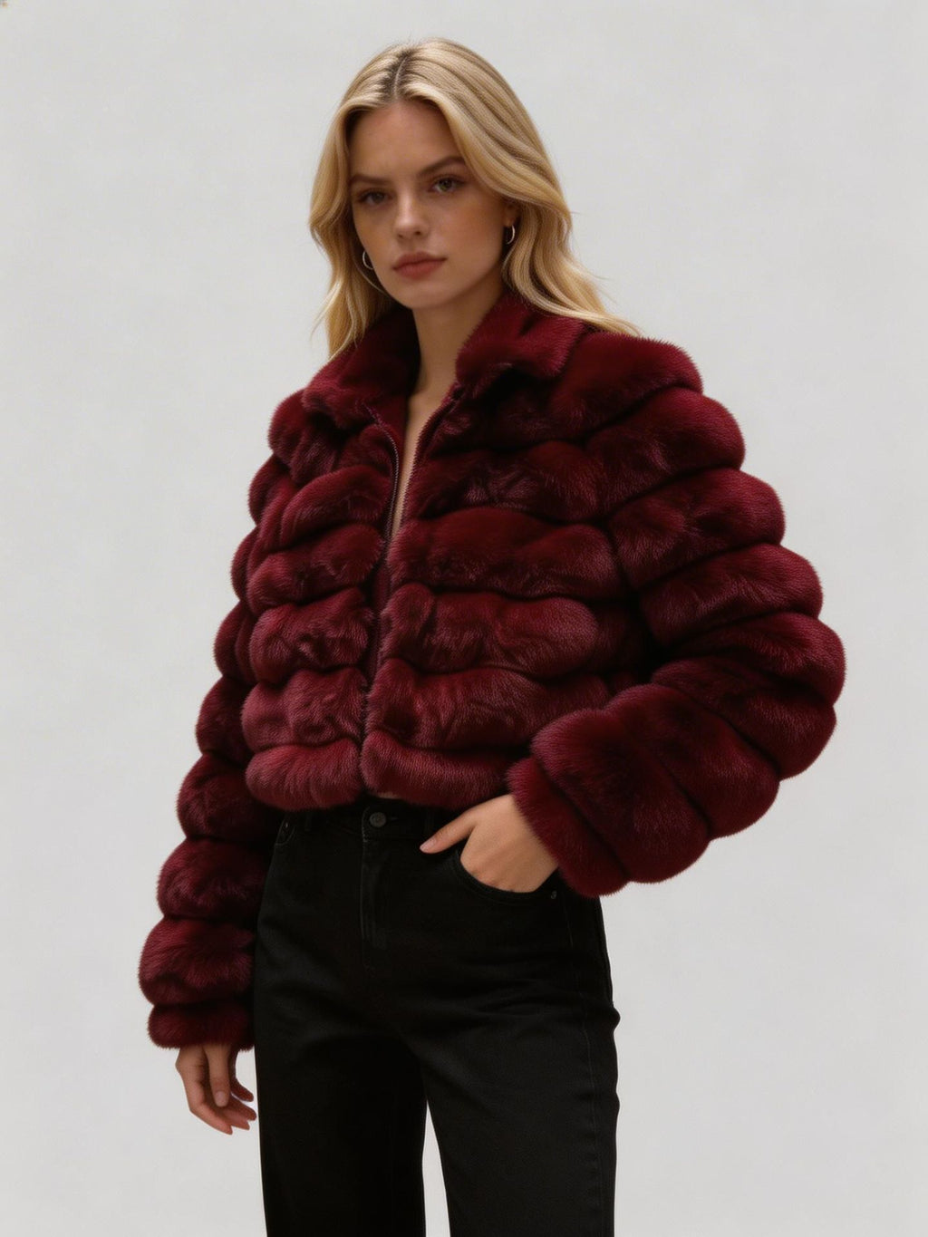 Style européen et américain Short Eco Friendly Fur Coatfashionable chaud avec cuir Lacine