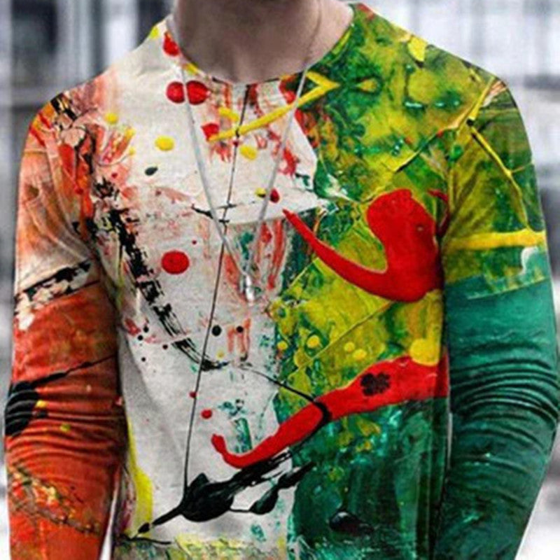Manches longues hommes T-Shirt en bas Col rond