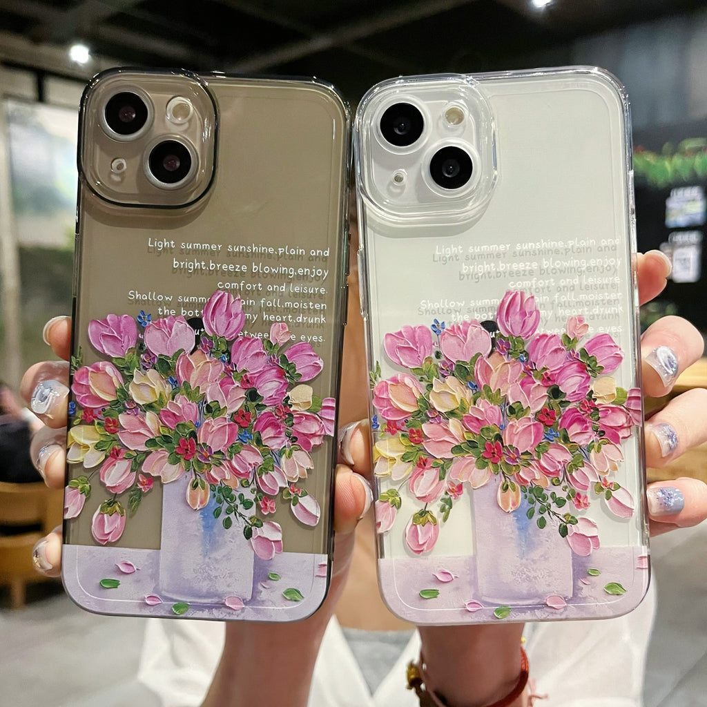 Étui téléphonique de protection transparent de petite fleur simple