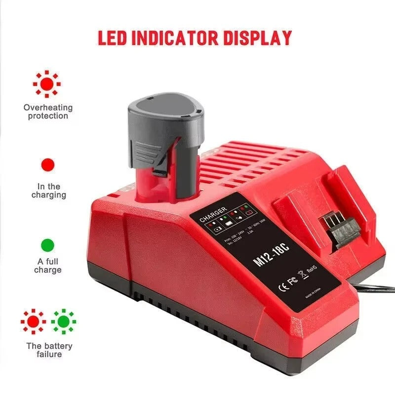 Chargeur de batterie Li-ion de remplacement Chargeur multitension pour Milwaukee M18 14,4V-18V 48-11