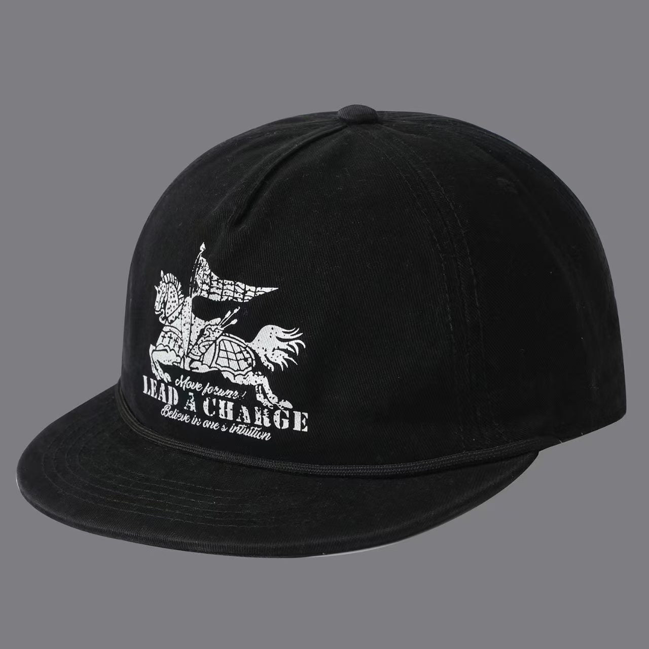 Drapeau imprimé Warhorse avec bande à lettres et bouchon plat de baseball Brim