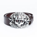 Trendy Ceinture en cuir homme Skull Skateboard Buckle