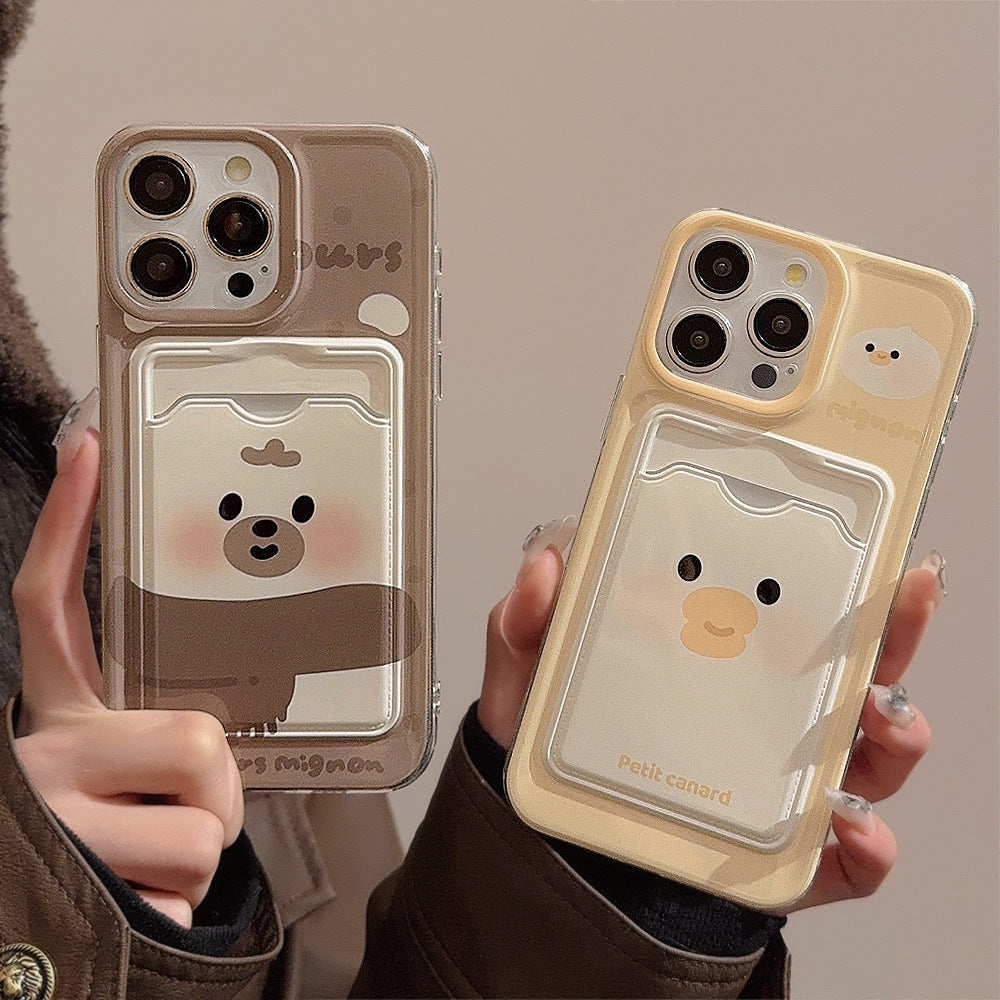 Porte-cartes mignon Sets boîtier de téléphone pleine couverture transparente