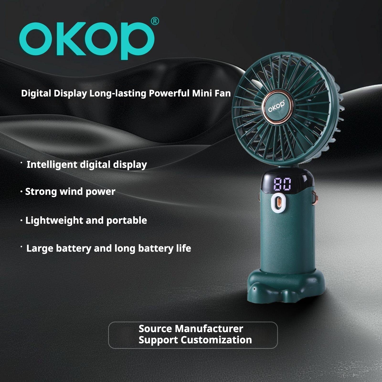 KP-F02 vente à chaud Mini ventilateur portatif conception de bureau créatif portable avec batterie numérique