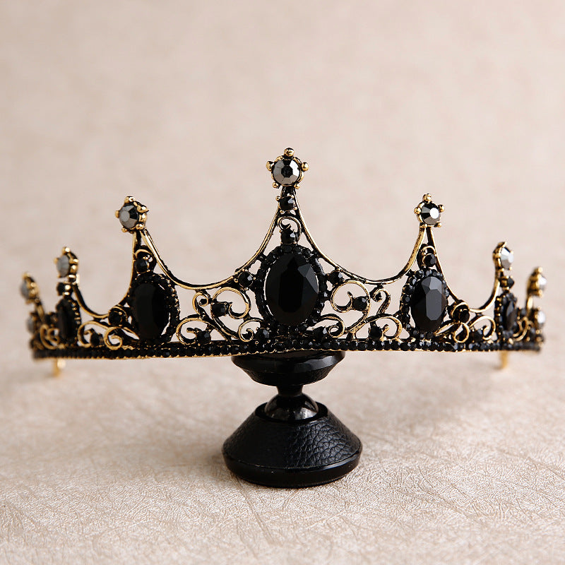 Baroque Rétro Couronne Noire Coiffure de mariée Mariage Accessoires de photo de mariage