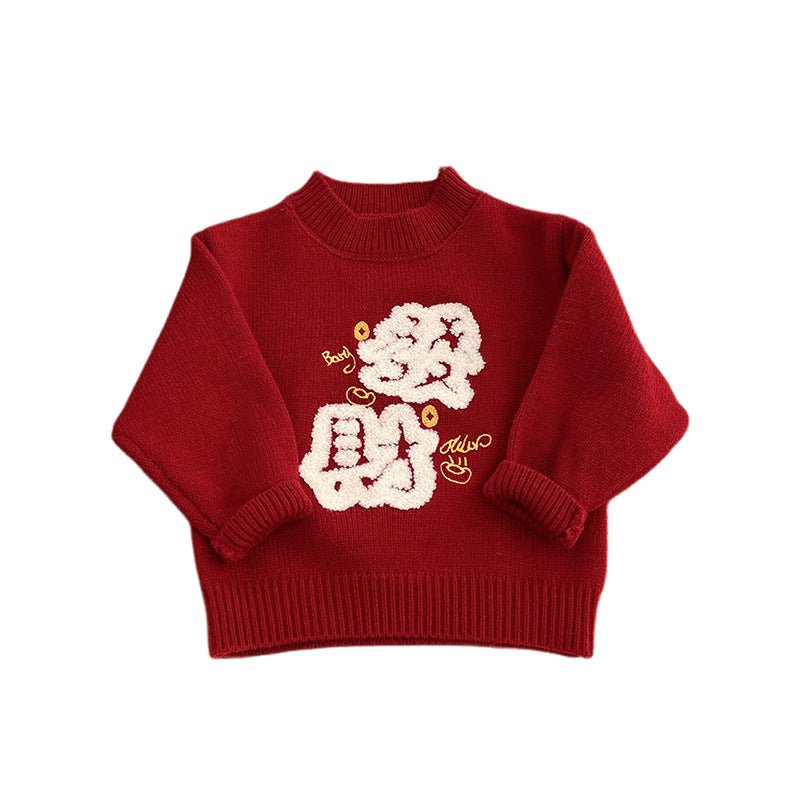 Chandail rouge épaissé chaud enfant Chandail