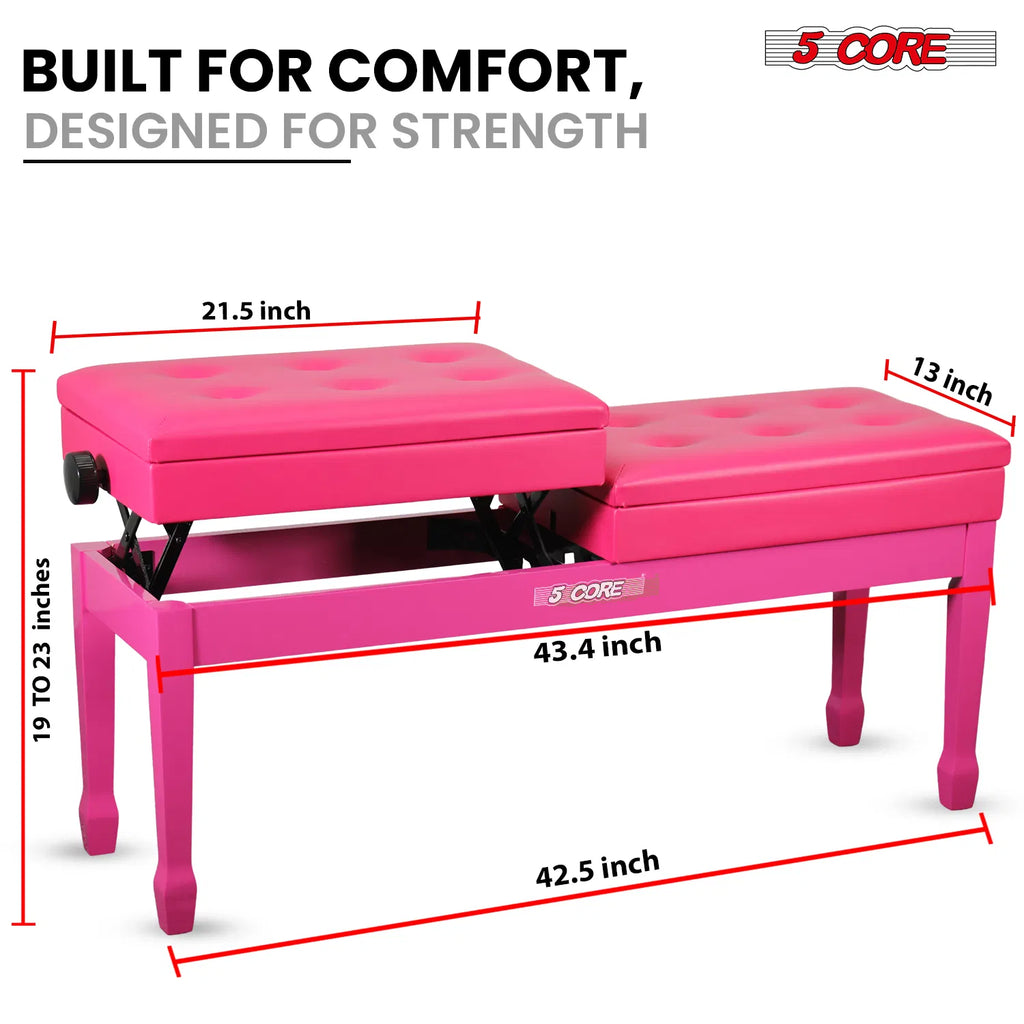 5 Core Duet Piano Banc 3.5 pouce rembourré Tabouret Coussiné Chaise Musicienne en bois lourd w