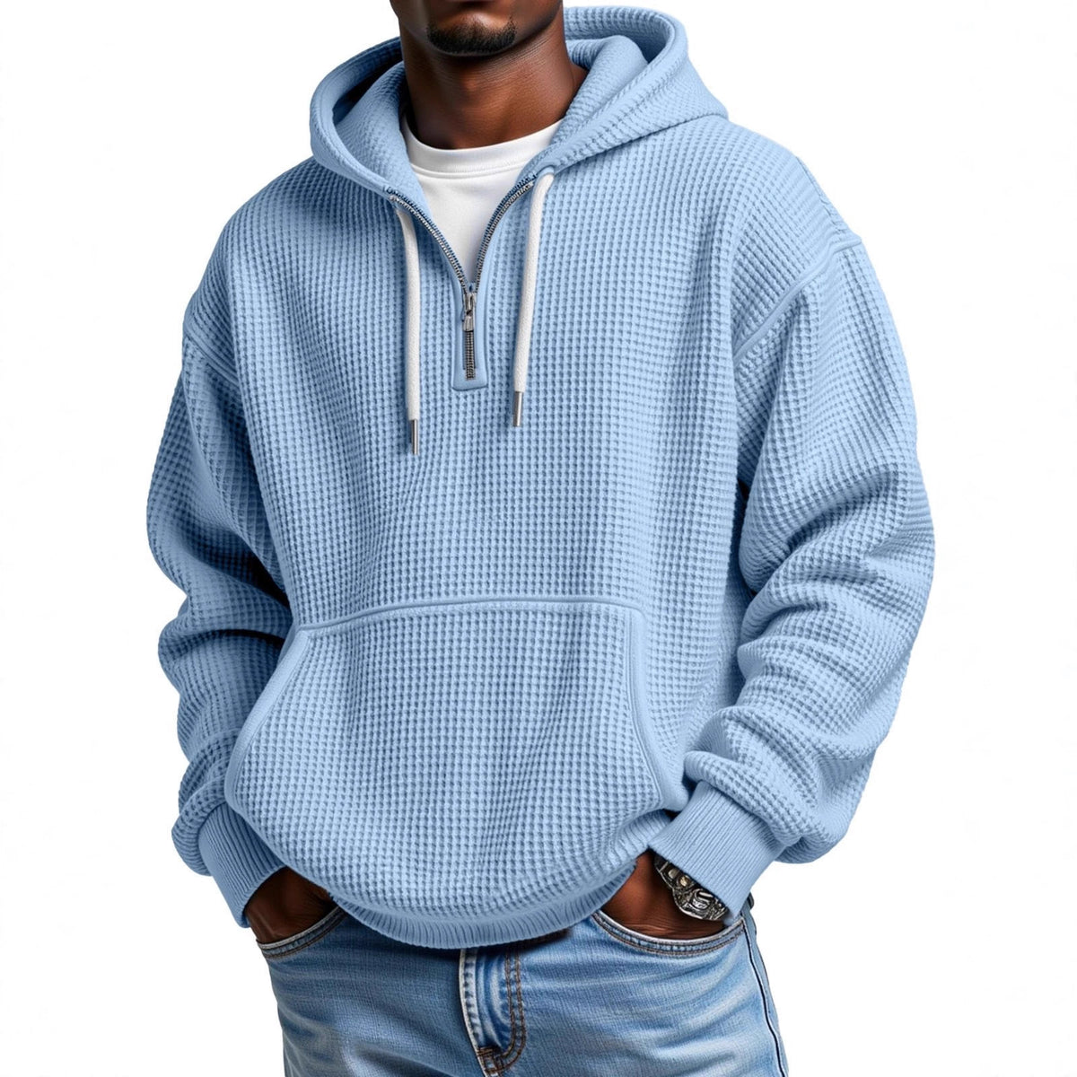 Autumn And Winter Amazon Independent Station Fashion Sports Trendy Brand Tops Waffle pour hommes