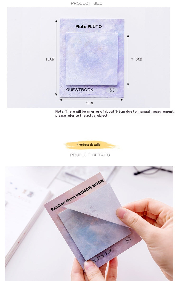 Carré Belle Planète Notes Sticky Tearable Peinture à l'huile Sticky Notepad