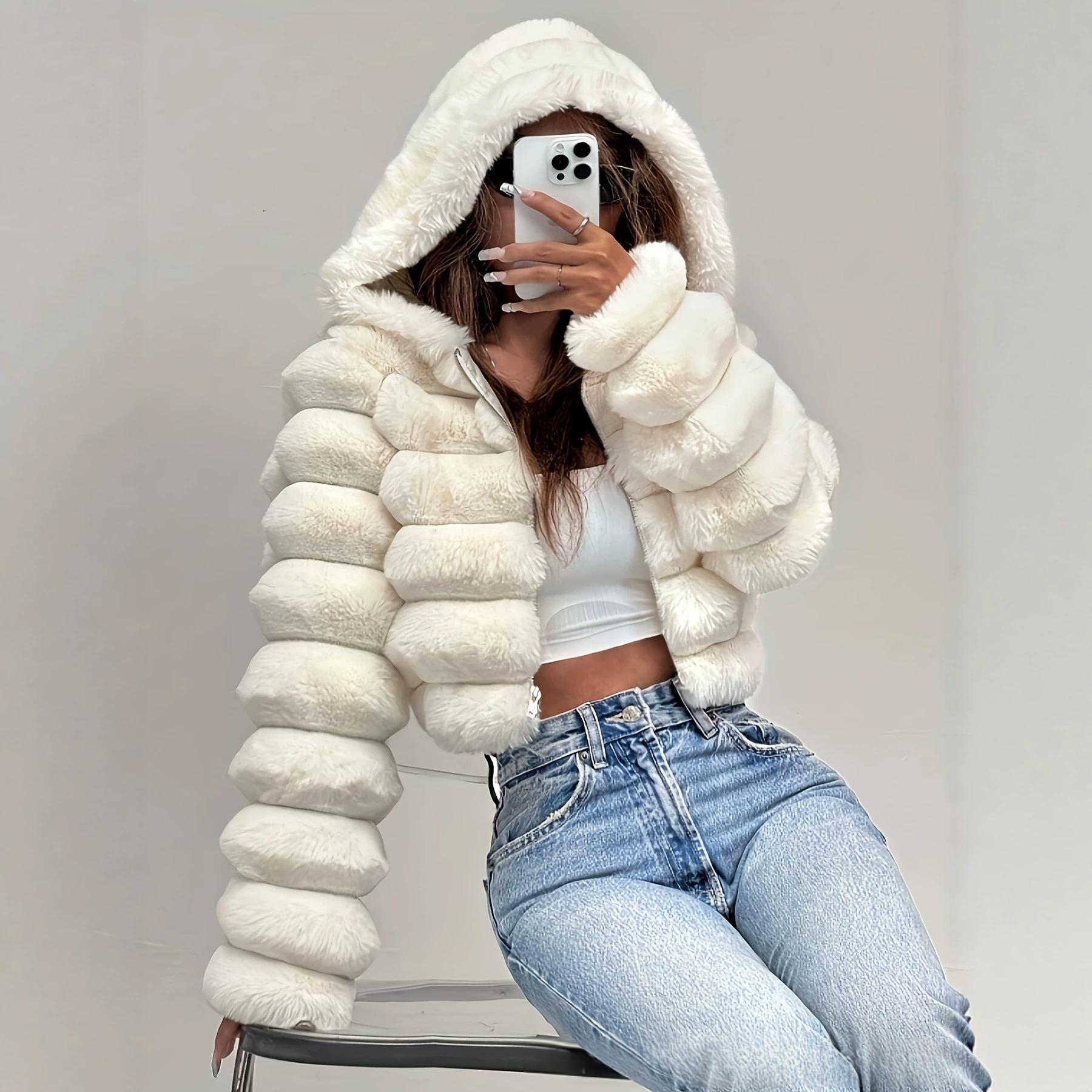 Manteau de fourrure pour femmes de style européen et américain